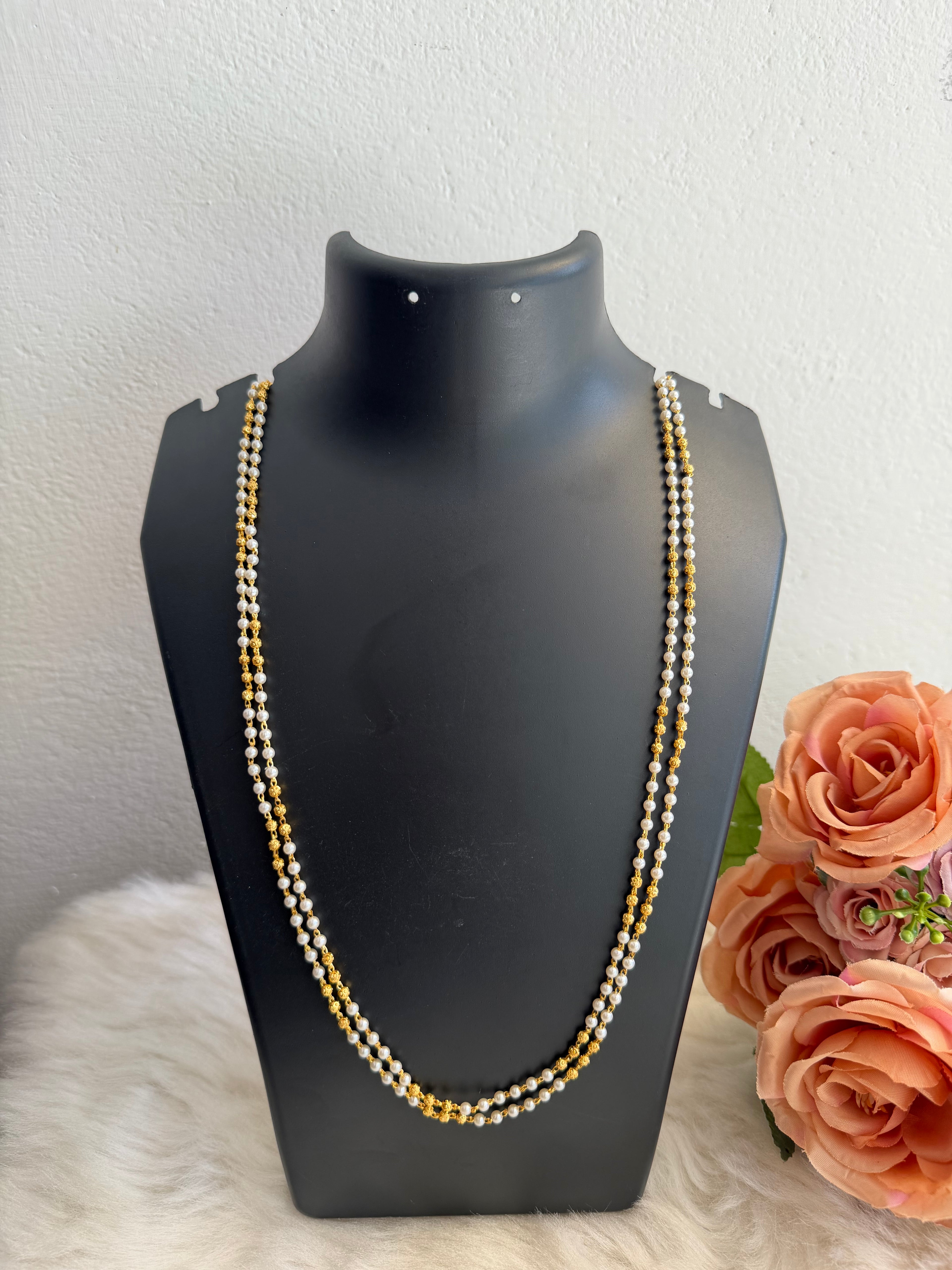Long golden pearls double layers