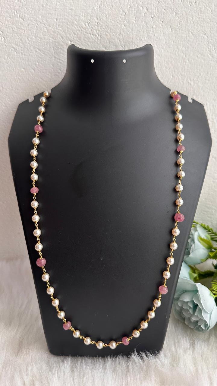 pink beads long chain