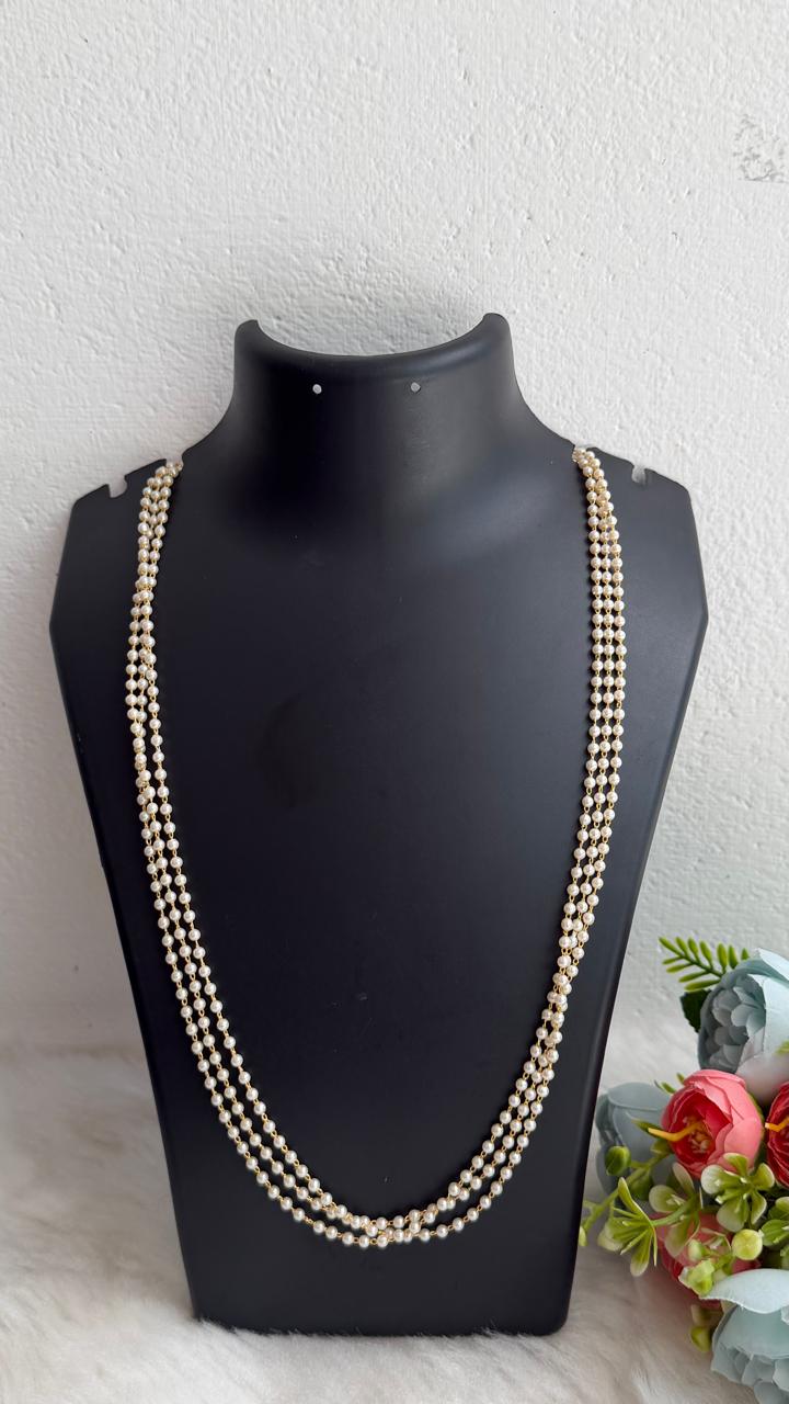 3 layer round pearl chain