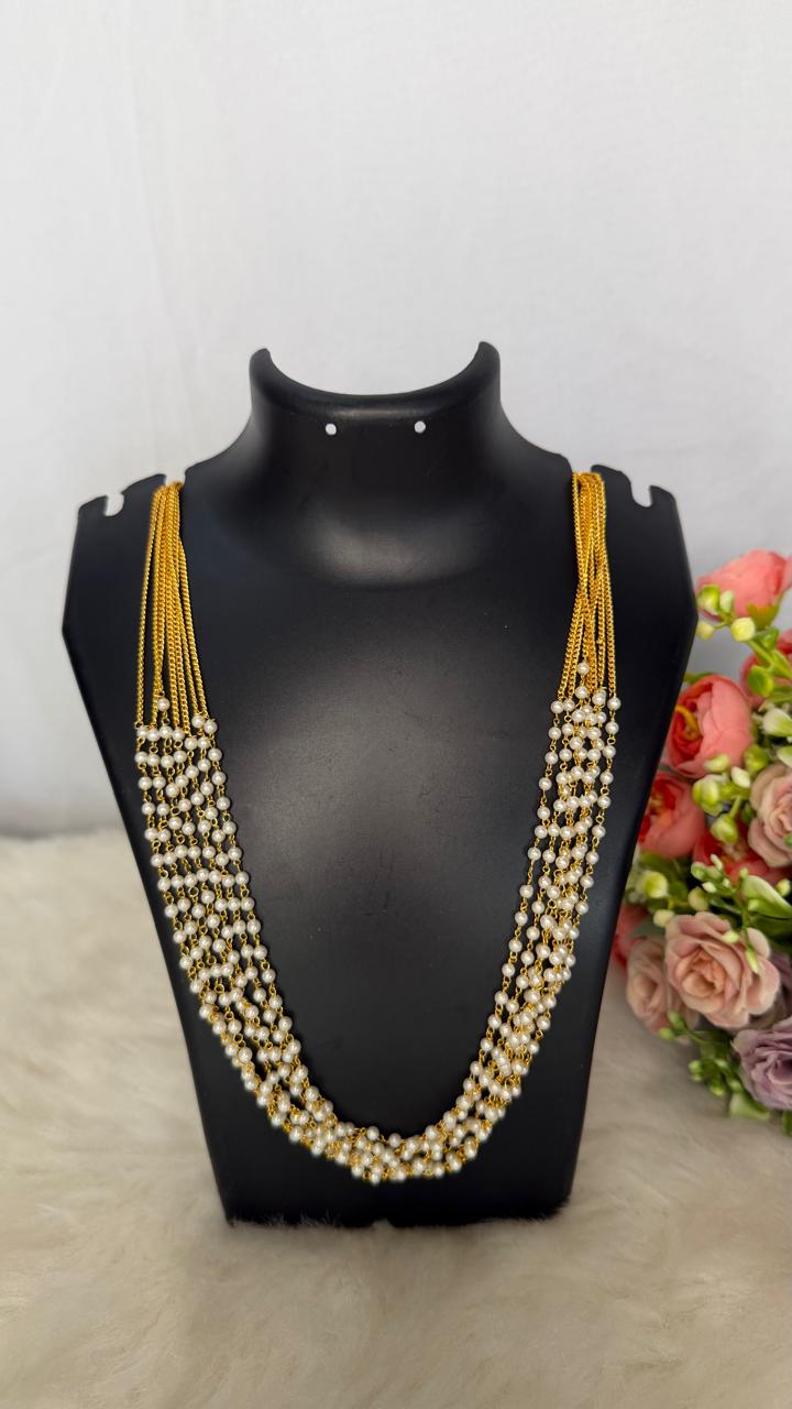 7 layer gold round  pearl chain