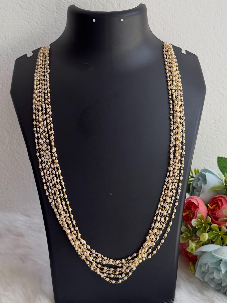 7 layer round pearl chain